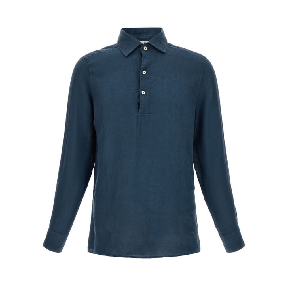 MC2 Saint Barth Blue Linen Polo Men's Shirt